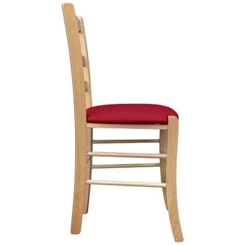 Sedia Loris In Legno Naturale Con Seduta Imbottita Similpelle Rosso - Foto 2