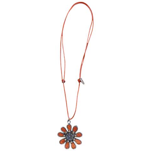 Collana Lunga A Forma Di Margherita Con Cristallo Arancione Di Sw - Foto 1