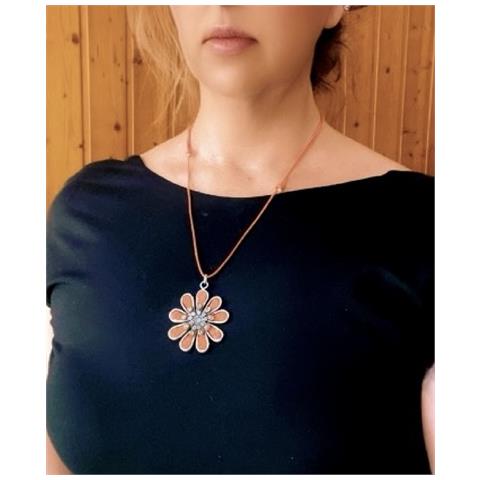 Collana Lunga A Forma Di Margherita Con Cristallo Arancione Di Sw - Foto 5