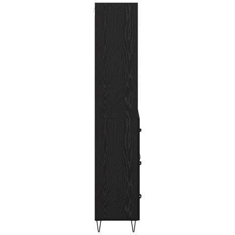 Credenza Rovere Nero 69,5 x 34 x 180 cm Legno multistrato - Foto 9