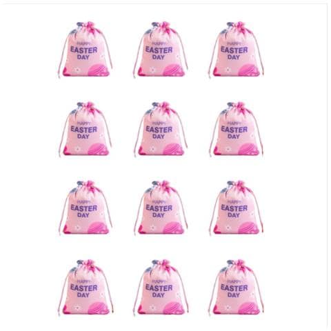Sacchetti Di Caramelle Di Pasqua (confezione Da 12) - Sacchetti Regalo In Seta Satinata Con Coulisse Pink - Foto 1