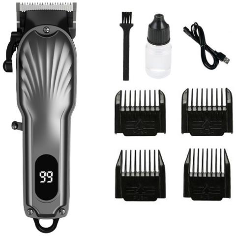 Tagliacapelli Elettrico Ricaricabile Cordless Professionale Con Lama In Ceramica E Display Lcd Grey - Foto 1