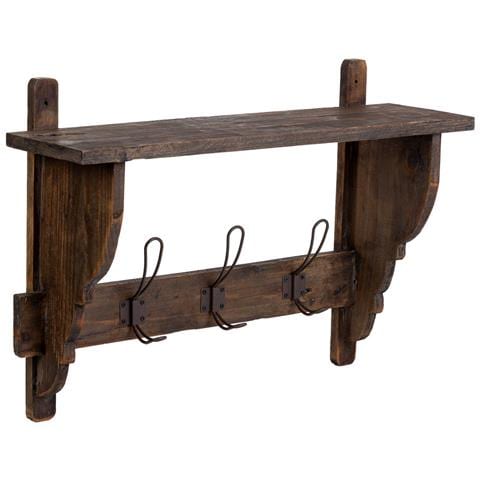 Appendiabiti Da Parete In Legno E Metallo Con 3 Ganci 61x18,5x41,5h Cm - Foto 1