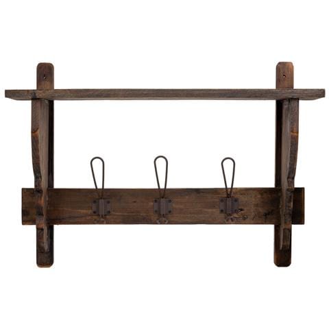 Appendiabiti Da Parete In Legno E Metallo Con 3 Ganci 61x18,5x41,5h Cm - Foto 2