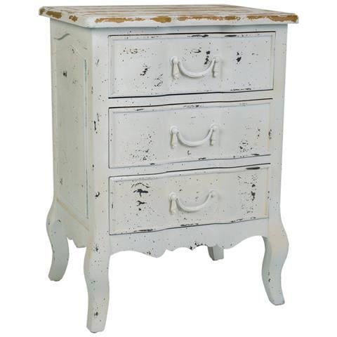 Comodino In Legno Laccato Bianco Invecchiato, Dimensioni 50x40x70 Cm. - Foto 1