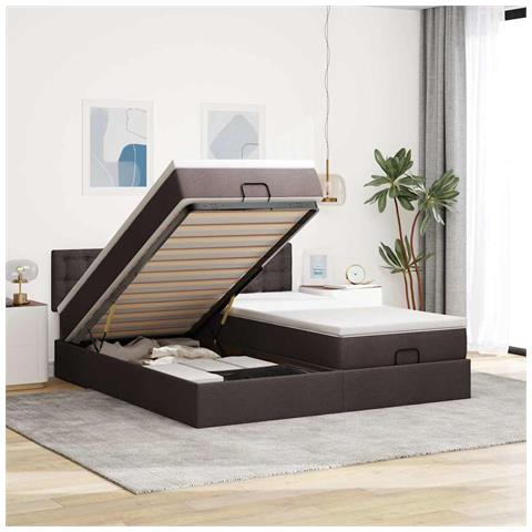 Struttura Letto Pouf con Materassi 160x200 cm in Tessuto - Foto 2