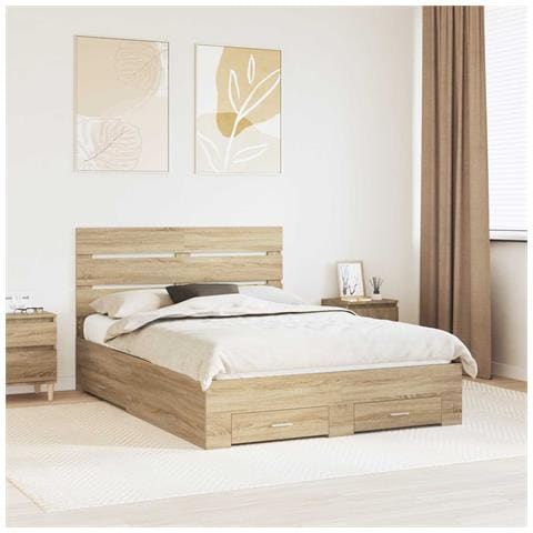 Struttura del letto con cassetto Rovere Sonoma 150 x 200 cm - Foto 2