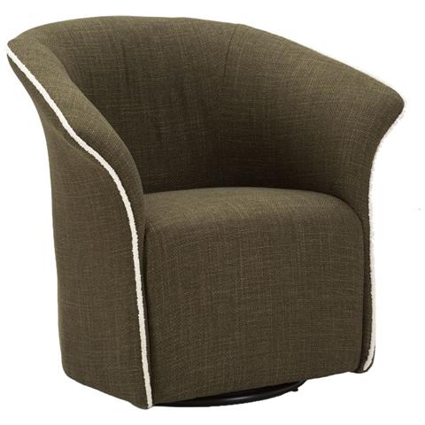 Poltrona Girevole Siena In Tessuto Verde Oliva Con Bordura Avorio 83x66x80 Cm - Foto 1