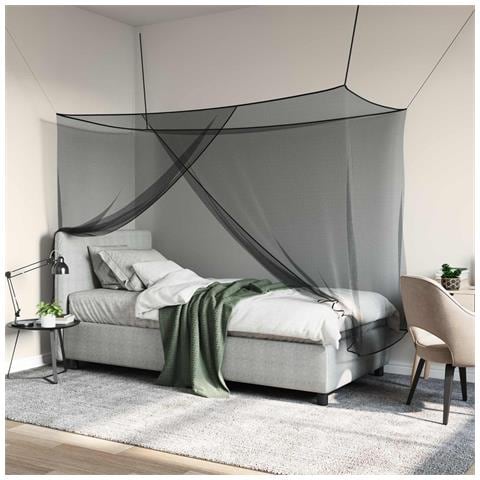Zanzariera per letto 156 maglia 3 pcs Nero Poliestere - Foto 2