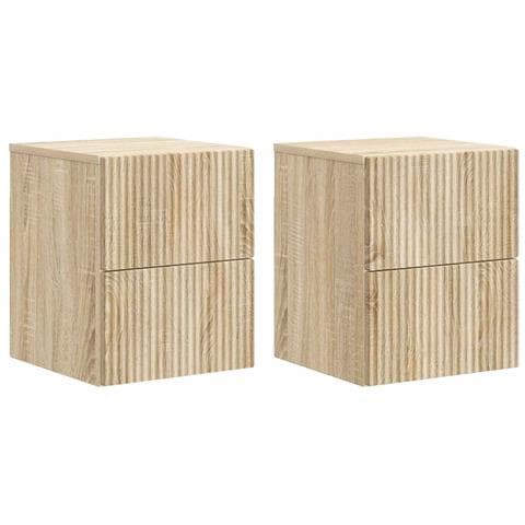 Mobiletto da notte a muro 2 pcs Rovere Sonoma 33 x 34,5 x 40 cm - Foto 1