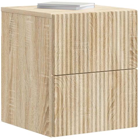 Mobiletto da notte a muro 2 pcs Rovere Sonoma 33 x 34,5 x 40 cm - Foto 2