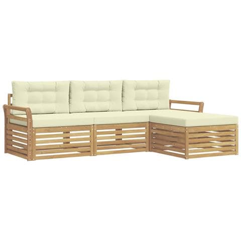 Set di divani da esterno 4 pcs Bianco e Crema - Foto 1