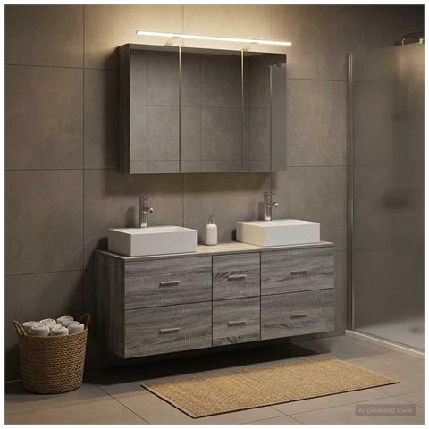 Set di mobili per il bagno 4 pcs Sonoma grigio - Foto 2