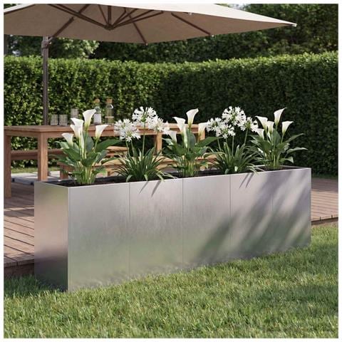 Vaso da giardino Argento 200 x 40 x 60 cm Acciaio Inox - Foto 2