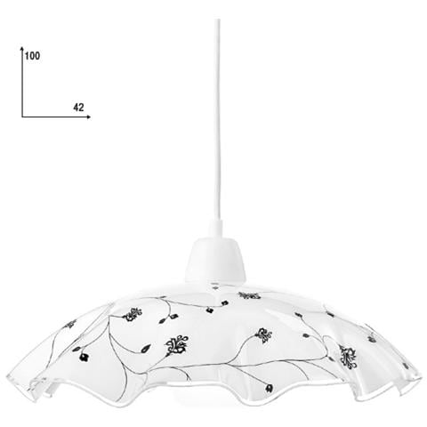 I-ROOT / S42 - Lampadario bianco con decoro floreale nero 60 watt E27 - Foto 2
