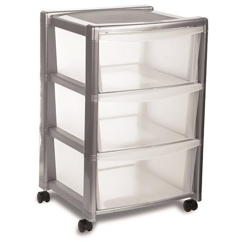 Cassettiera In Polipropilene Con Ruote Piroettanti, 40x40xh. 63 Cm Silver - Foto 1