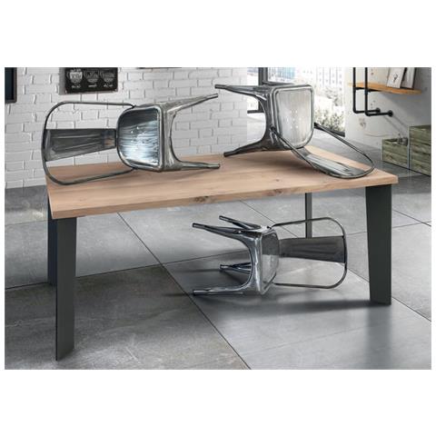 Arnold - Tavolo Da Pranzo Moderno In Acciaio E Rovere Impiallacciato - Foto 3