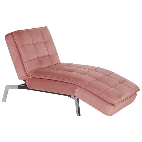 Chaise Longue Reclinabile In Velluto Rosa Loiret - Foto 18