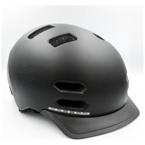 Caschetto Da Bici Nero Opaco Con Luci Led : Frontali Bianche E Posteriori Rosse. Taglia L - Foto 1