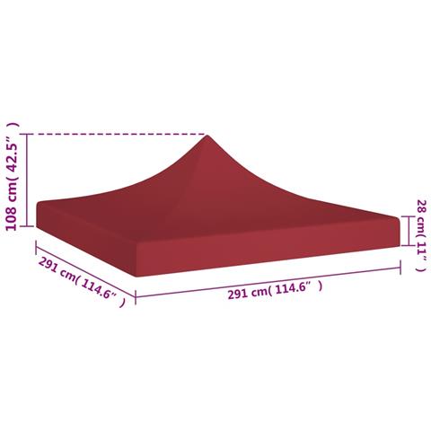 Tetto per Tendone per Feste 3x3 m Rosso Borgogna 270 g / m² - Foto 2