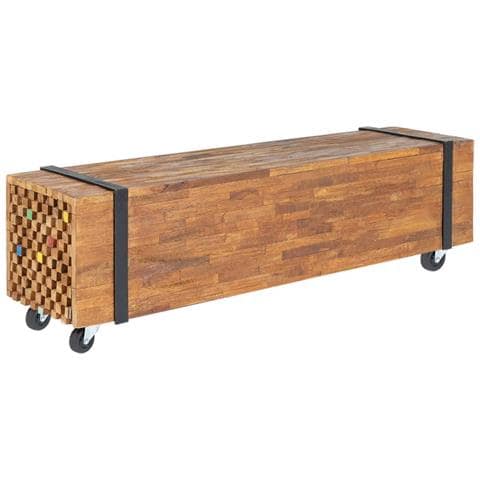 Mobile Porta TV 110x30x32,5 cm in Legno Massello di Teak - Foto 1