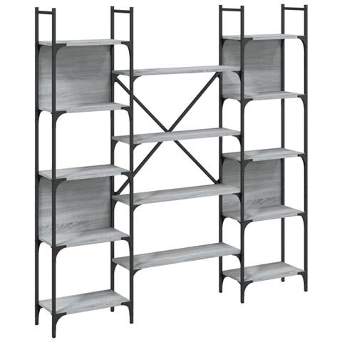 Libreria Grigio Sonoma 155,5x24x166,5 Cm In Legno Multistrato - Foto 2