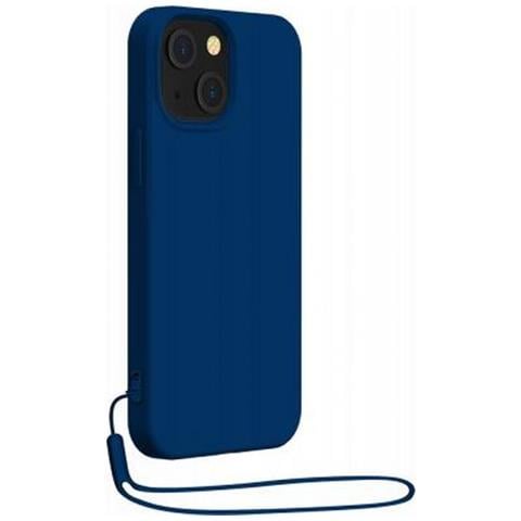 Cover In Silicone Per Iphone 14 Con Cinturino Da Polso Abbinato, Blu Marine - Foto 1