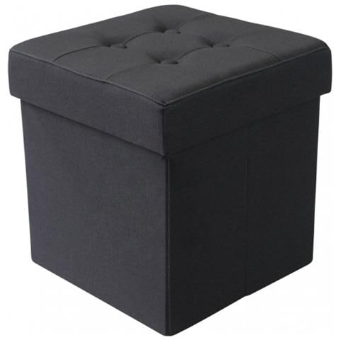 Pouf Contenitore Quadrato In Stoffa Nero - Foto 1