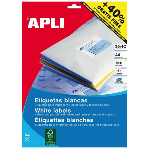 Adesivi /etichette Apli Bianco A4 Ø 40 Mm 25 Foglie - Foto 1