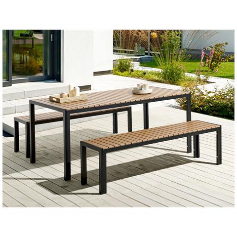 Set Da Pranzo Alluminio Anodizzato Legno Chiaro E Nero Nardo - Foto 1