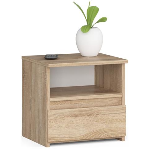Comodino CL1, 1 cassetto, 40x35x40 cm, Colore Sonoma Quercia - Foto 1