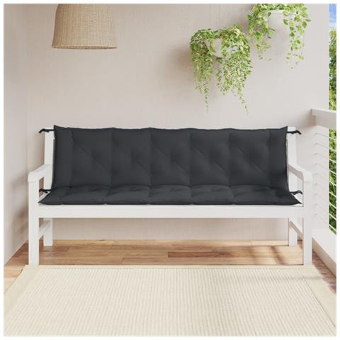 Cuscini Panca Giardino 2pz Antracite Mélange 180x50x7cm Tessuto - Foto 3