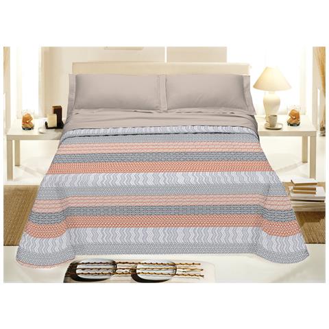 Copriletto Piquet Primavera Estate 100% Cotone Disegno Azteco Piazza E Mezza Arancio - Foto 1