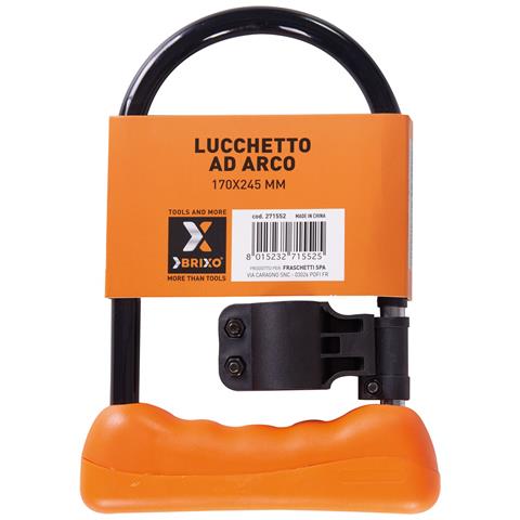 Lucchetto Antifurto Ad Arco Ø13 Mm In Acciaio Per Moto Scooter E Bici Brixo - 170x320 Mm. - Foto 2