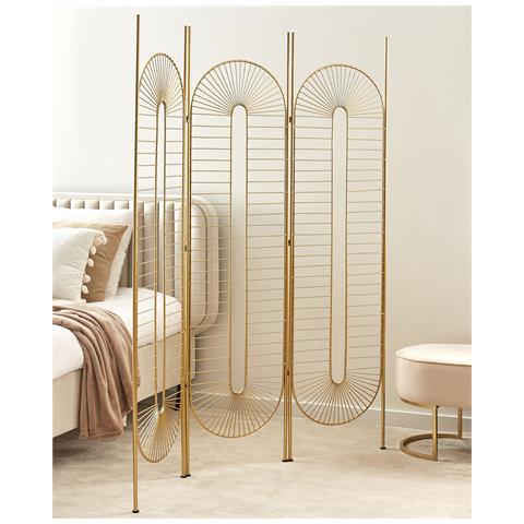 Paravento 3 Pannelli Metallo Oro 135 X 170 Cm Noale - Foto 1