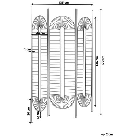 Paravento 3 Pannelli Metallo Oro 135 X 170 Cm Noale - Foto 8