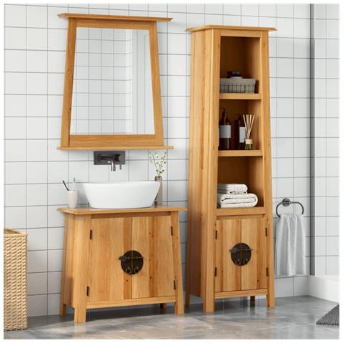 Set Mobili Da Bagno 2 Pz In Legno Massello Di Pino - Foto 1