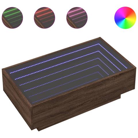 Tavolino Salotto Con Led Rovere Marrone 90x50x30 Cm Multistrato - Foto 2