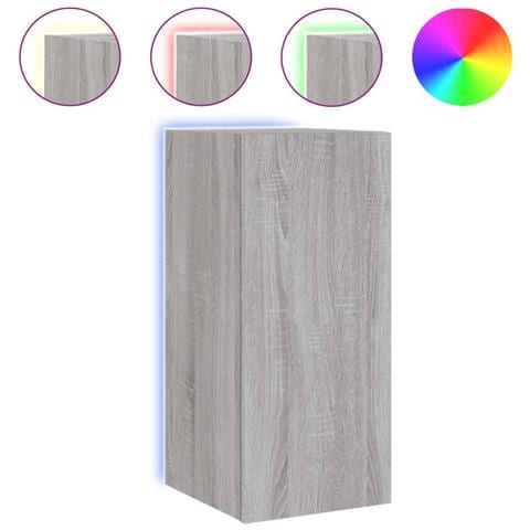 Mobile TV a Parete con Luci LED Grigio Sonoma 30,5x35x70 cm - Foto 1