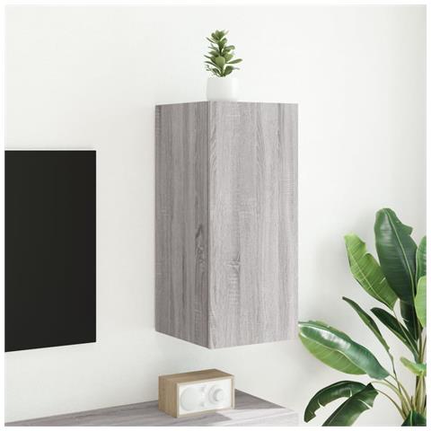 Mobile TV a Parete con Luci LED Grigio Sonoma 30,5x35x70 cm - Foto 10