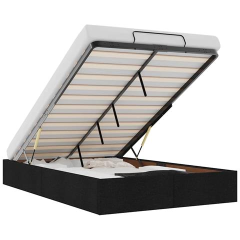 Struttura Letto Pouf Senza Materasso Nero 120x200 Cm In Tessuto - Foto 2