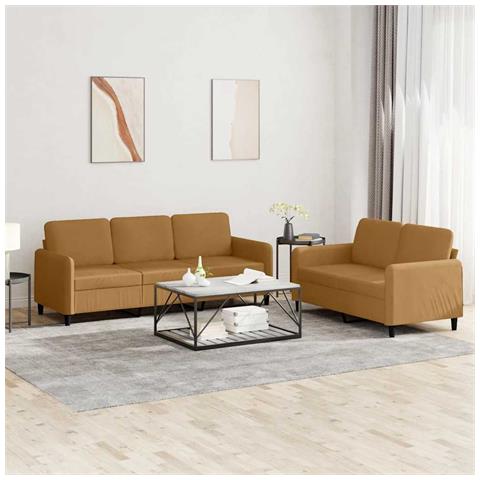 Set Di Divani 2 Pz Marrone In Velluto - Foto 2