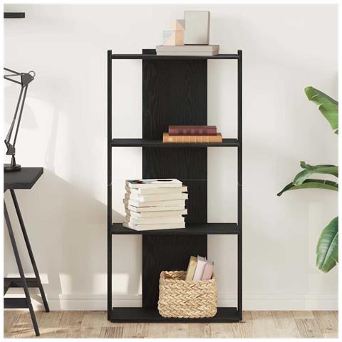 Libreria A 3 Ripiani Nera 60x30x120 Cm In Legno Multistrato - Foto 3