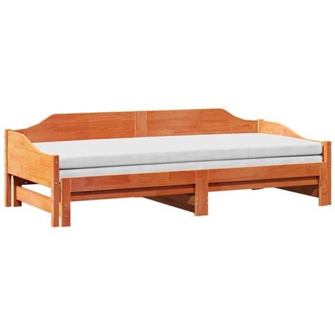 Divano Con Letto Estraibile Marrone Cera 90x200cm Massello Pino - Foto 3