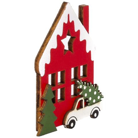 Confezione Di 4 Casette Di Legno Natalizie Adesive. - Foto 2