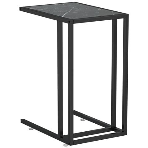 Lusso Casadino -  Tavolino Per Computer Marmo Nero 50x35x65 Cm Vetro Temperato - Foto 1