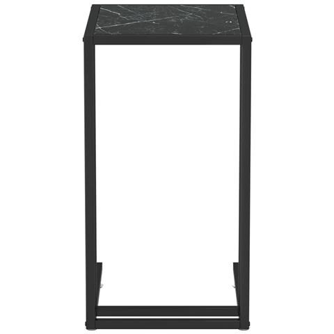 Lusso Casadino -  Tavolino Per Computer Marmo Nero 50x35x65 Cm Vetro Temperato - Foto 2