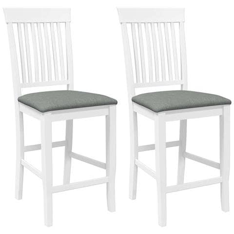 Sgabelli da Bar con Cuscini 2 pz Bianco Legno Massello di Hevea - Foto 1