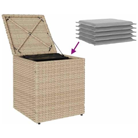 Sgabelli Giardino con Cuscini 4pz Beige 40x40x43 cm Polyrattan - Foto 9