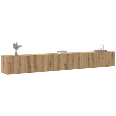 Set Mobile TV 3 pz Montato a Parete Rovere in Truciolato - Foto 2